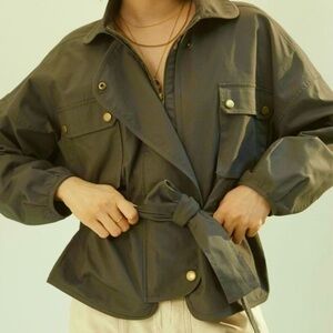 Anthropologie x Mare Mare Puff Sleeve Green Utility Jacket | Size S